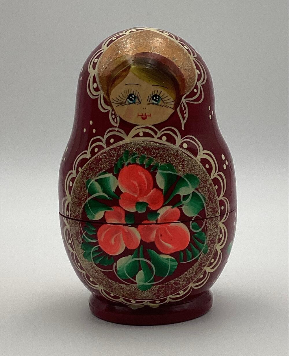 Vntg 10-Piece Hand-Painted Russian Matryoshka Nesting Dolls Floral Folk Art
